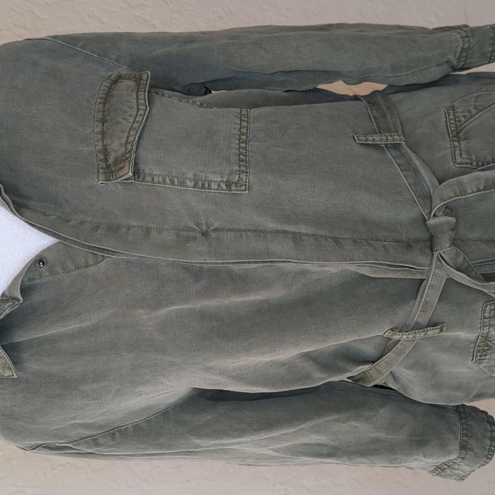 Dear John Army Devon Green Denim Belted Long Sleeve Utility Romper Size XS - Picture 9 of 11